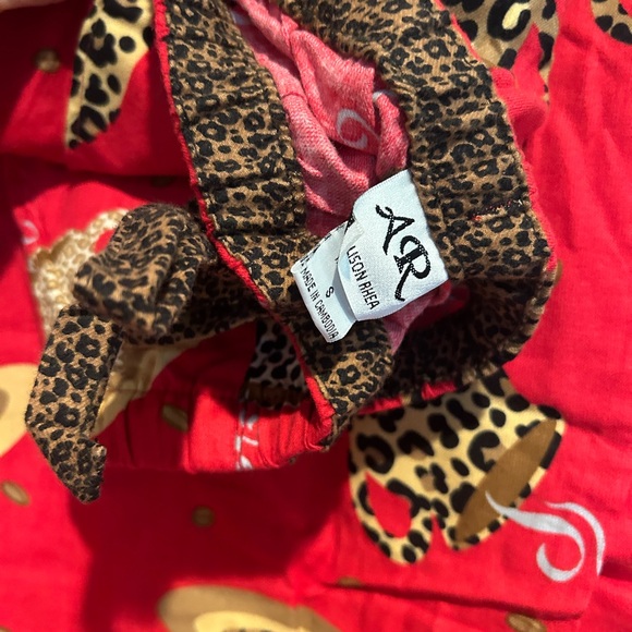 Never worn pajama set, robe-one size fits most, bottom S. Flannel coffee design - Picture 5 of 9